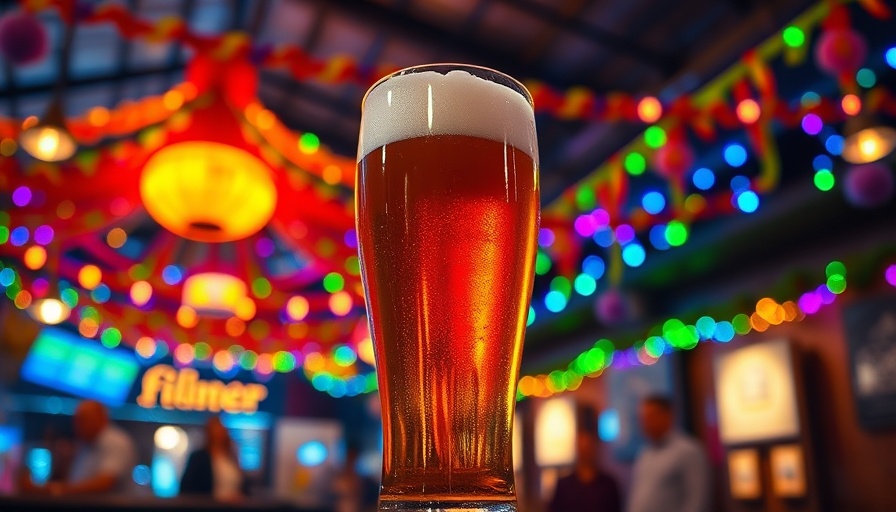 Vibrant shot of a beer glass at San Antonio beer festival.