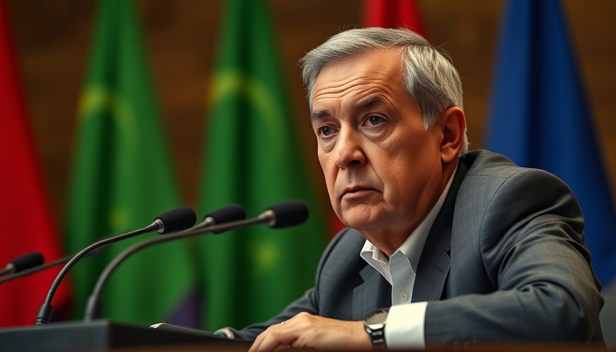 Serious older man discussing ceasefire proposal at conference.