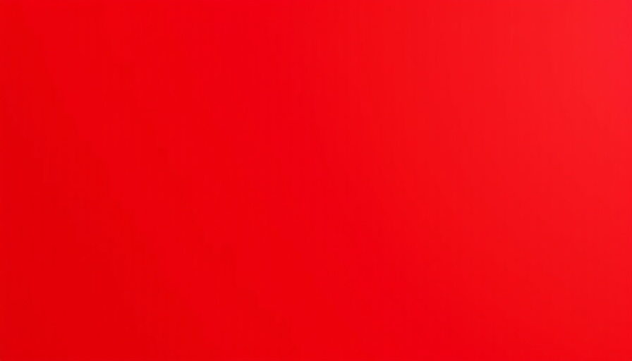 Solid red background.
