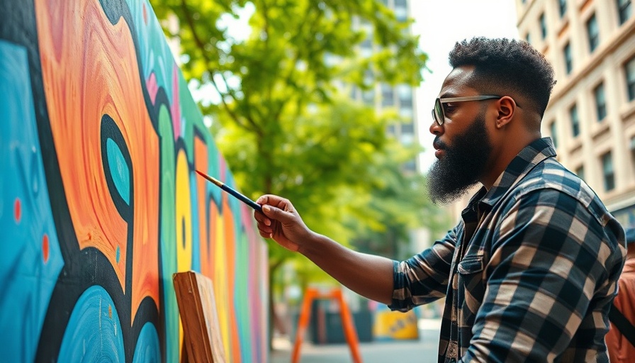 Artist painting mural in San Antonio, showcasing business growth through arts.