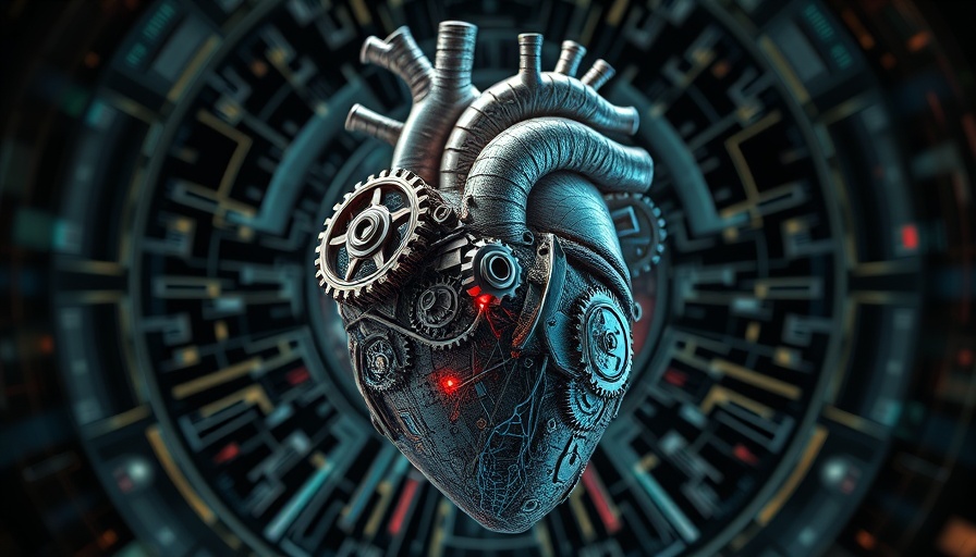 Futuristic mechanical heart illustrating artificial heart technology.