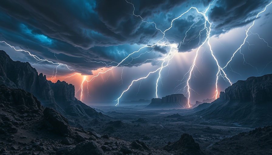 Microlightning over primordial Earth symbolizing life origins.