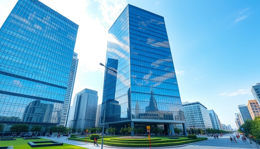 Modern Dallas business building with glass facade reflecting sky.