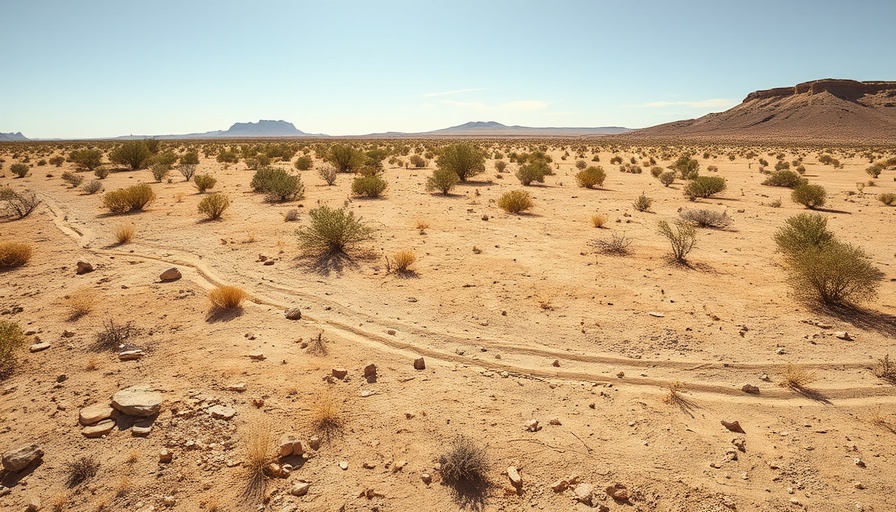 Arid Texas landscape under fire weather warning with clear skies.