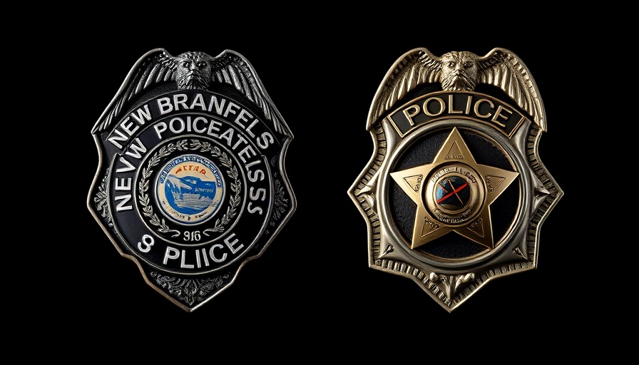 New Braunfels police department badges on black background