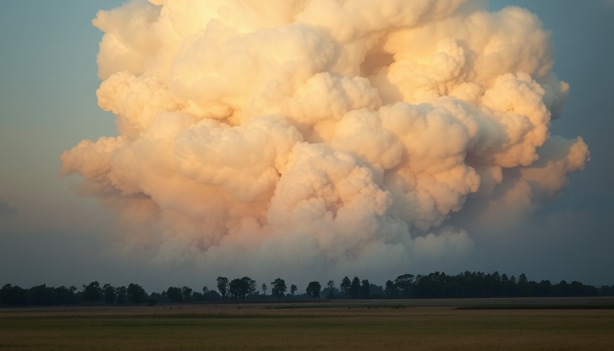 Crabapple Fire smoke near Fredericksburg covering sky over fields