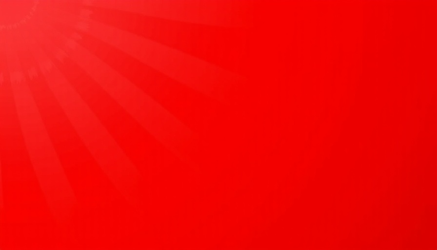 Solid red background, minimalistic design.
