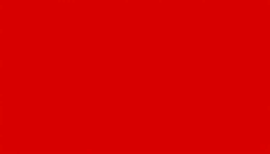 Solid red background, simple minimalist design.