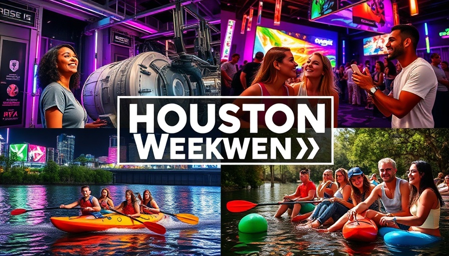 Houston weekend events collage featuring activities and fun.