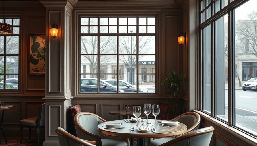 Elegant dining area at Café Dior by Dominique Crenn with chic table setting.
