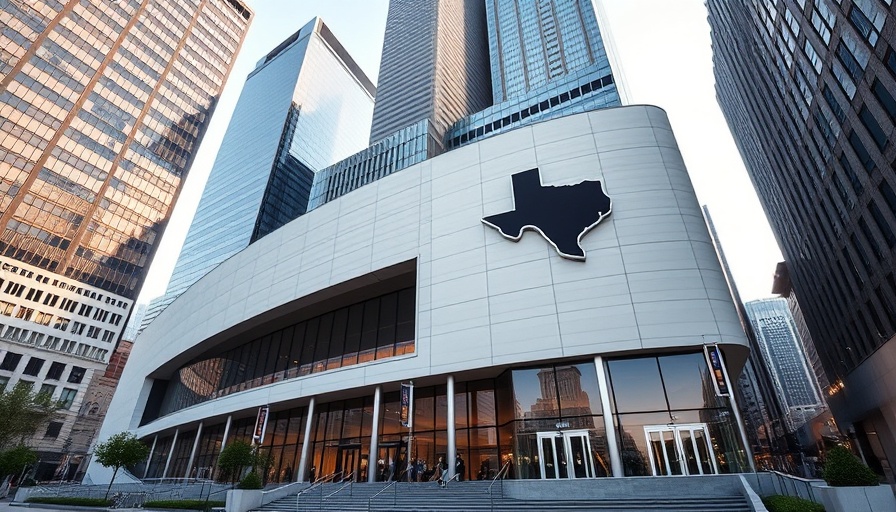 Modern convention center with Texas logo in Dallas.