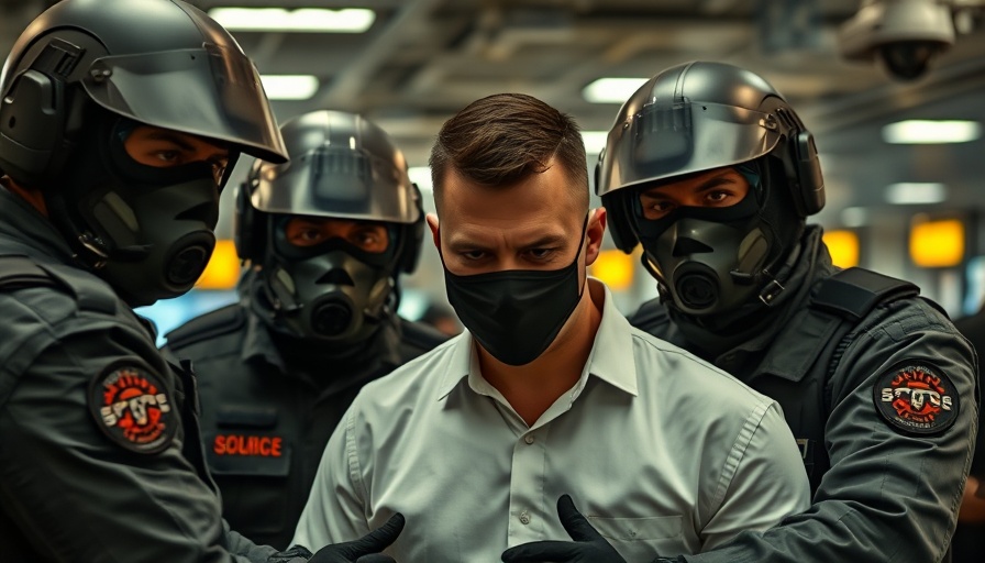 Masked officers detaining individual amidst Trump deportations controversy