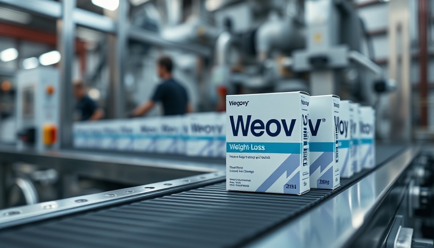 Wegovy weight-loss drug packaging on production line.