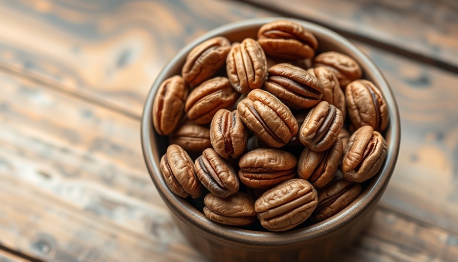 Close-up of pecans in a bowl, highlighting health benefits.