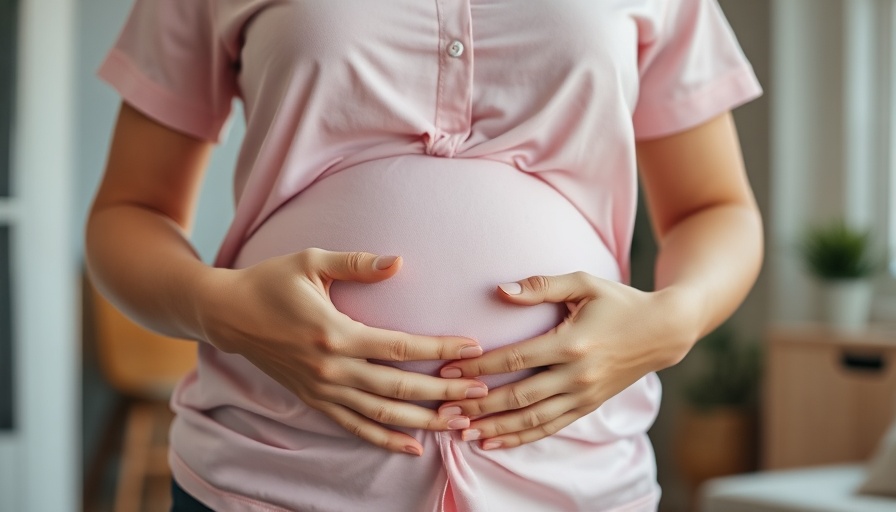 Pregnant woman gently holding belly indicating US birth rates trends.