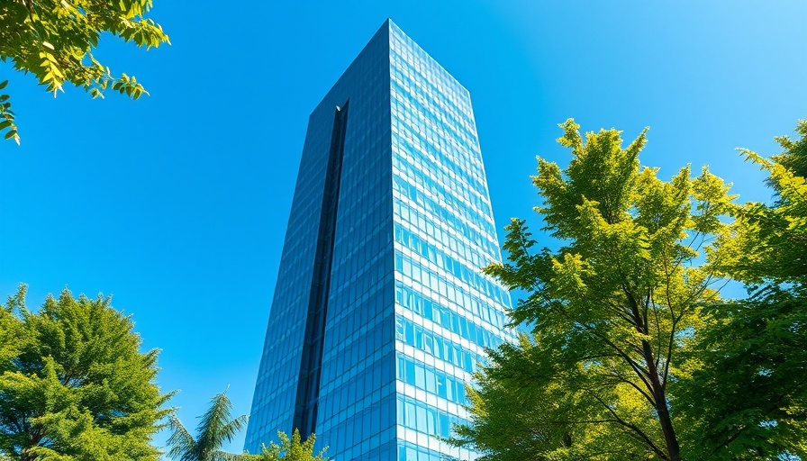 Arapaho Station office tower Addison under a bright sky.