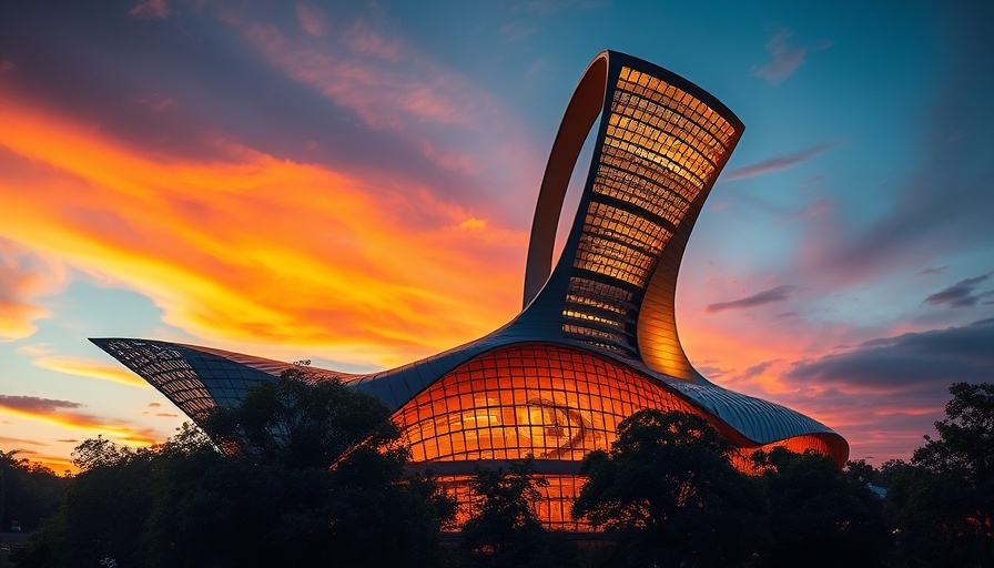 Innovative architecture in San Antonio business district at dusk