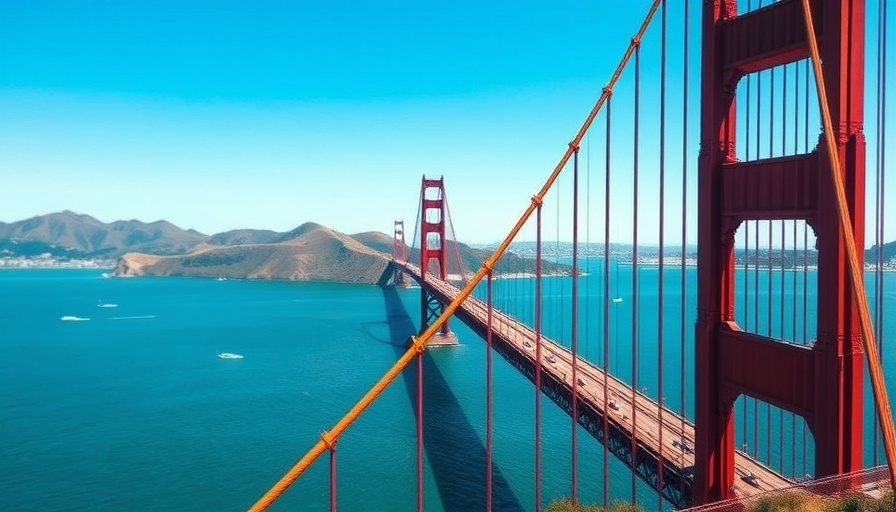 Golden Gate Bridge suicide prevention focus under blue sky.