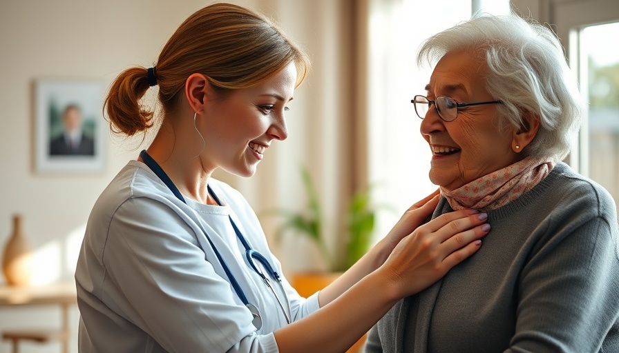 Healthcare worker assisting patient, illustrating home care.