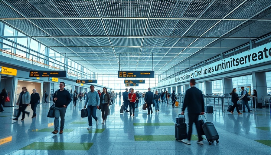 Houston business travelers at modern airport terminal