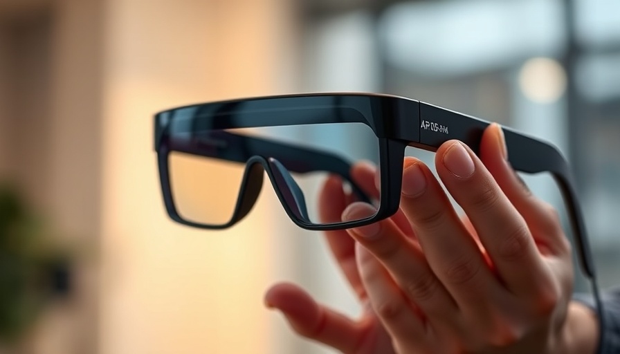 Close-up of Meta AR glasses with heart rate sensors in hand.