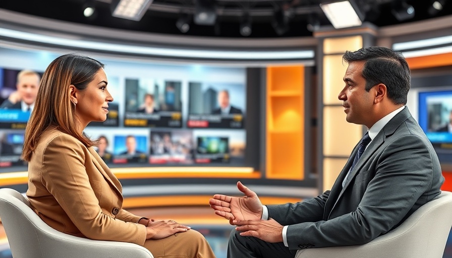 Television interview discussing Texas fentanyl and economic challenges, professional studio.
