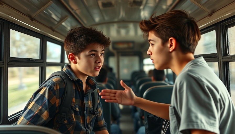 Bullying incident on a school bus depicting a confrontation.