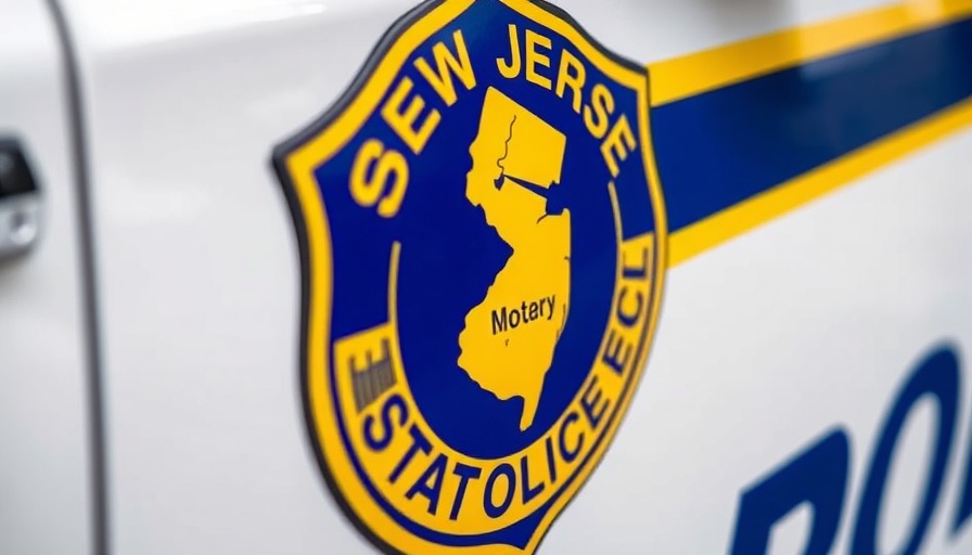 New Jersey State Police emblem on vehicle close-up