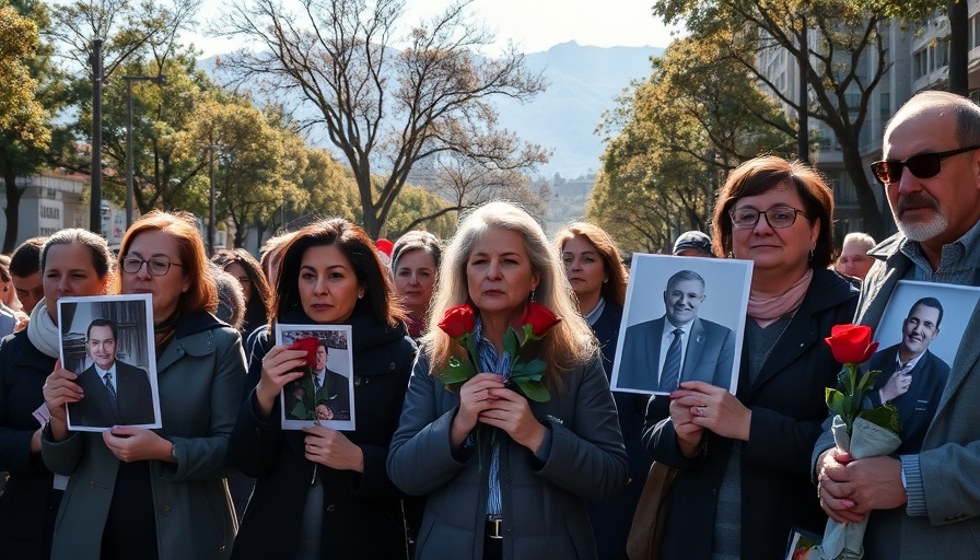 Protesters hold photos and roses, Mexico cartel investigation.