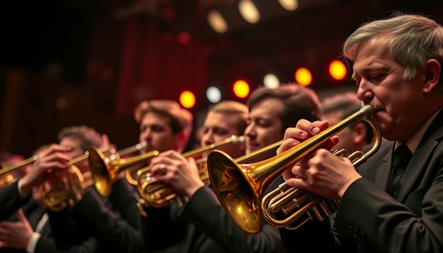 Brass musicians performing on stage at San Antonio concert