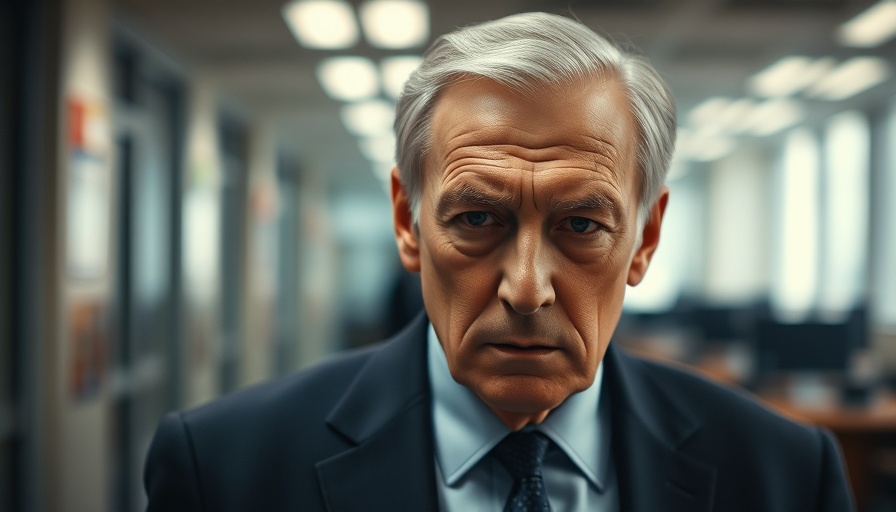 Serious older man in a suit, focused expression.