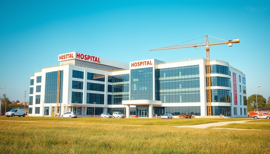 Modern hospital building under construction in Forney.
