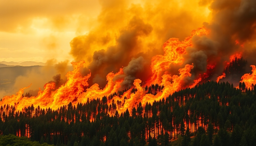 Intense wildfire in San Jacinto County engulfing forest.