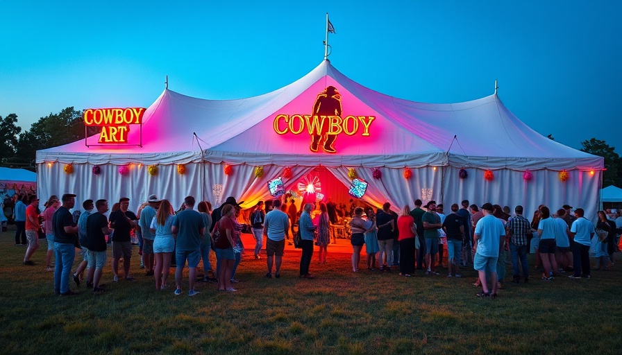 Evening at Fort Worth Food + Wine Festival 2025 with neon art and crowd