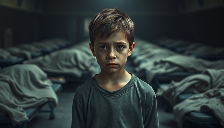 Somber young boy in room with covered bodies, Israel threatens Gaza.