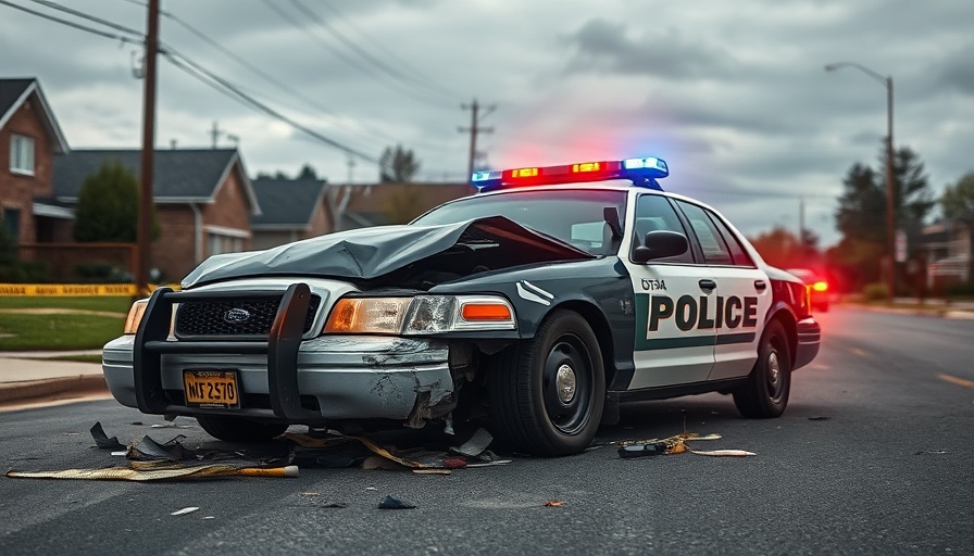 Montgomery County deputy crash scene with damaged cruiser.
