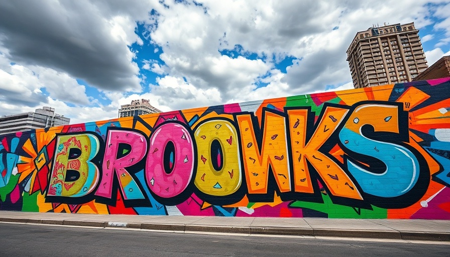 Colorful mural in Brooks, vibrant retail development atmosphere.