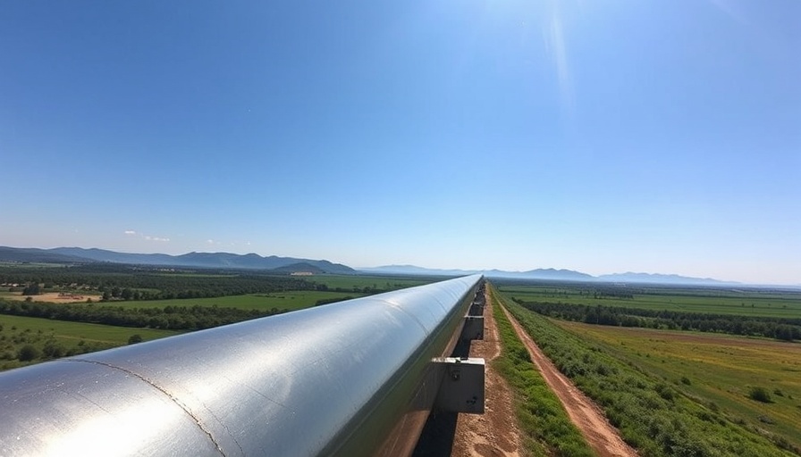 A US natural gas pipeline stretching through a rural landscape.