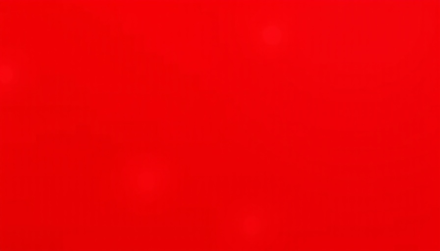 Solid red background.