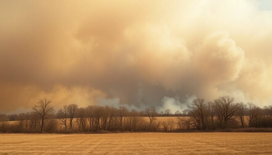 San Jacinto County wildfire smoke over countryside.