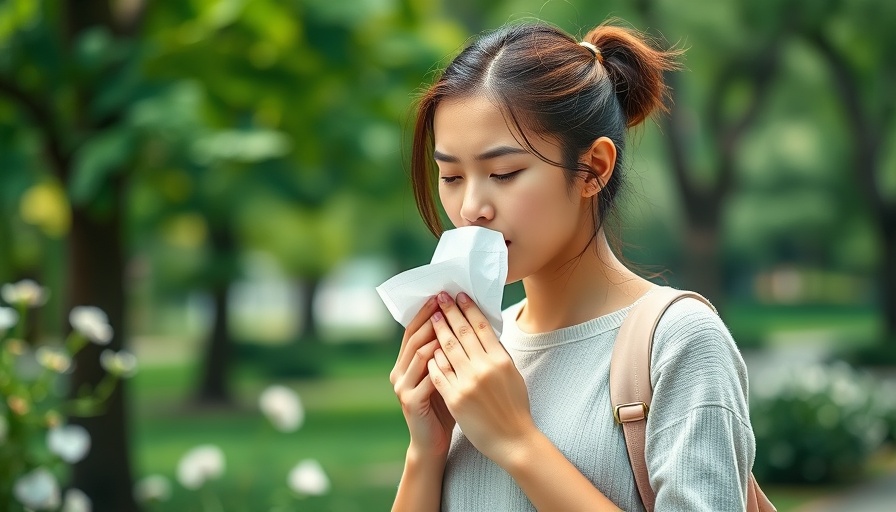 Woman experiencing allergies in a blooming park, related to Houston allergy rankings.