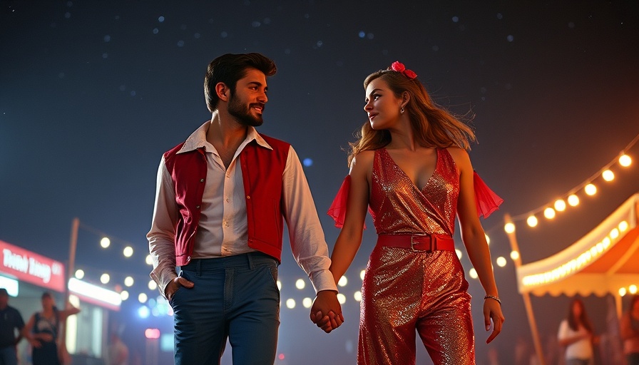 Retro couple and photo of a vibrant performer