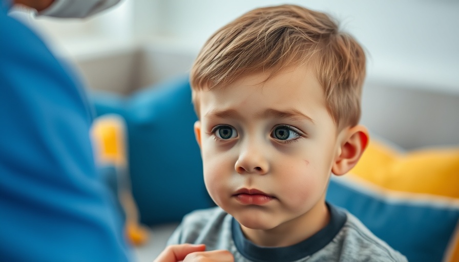 Young boy with rash being examined, measles outbreak context