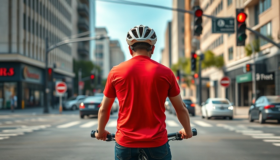Cyclist practicing bicycle safety in Houston intersection