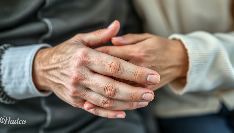 Elderly hands with caregiver's touch, symbolizing care