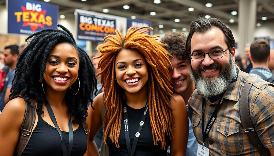 People at Big Texas Comicon 2025 event with logo