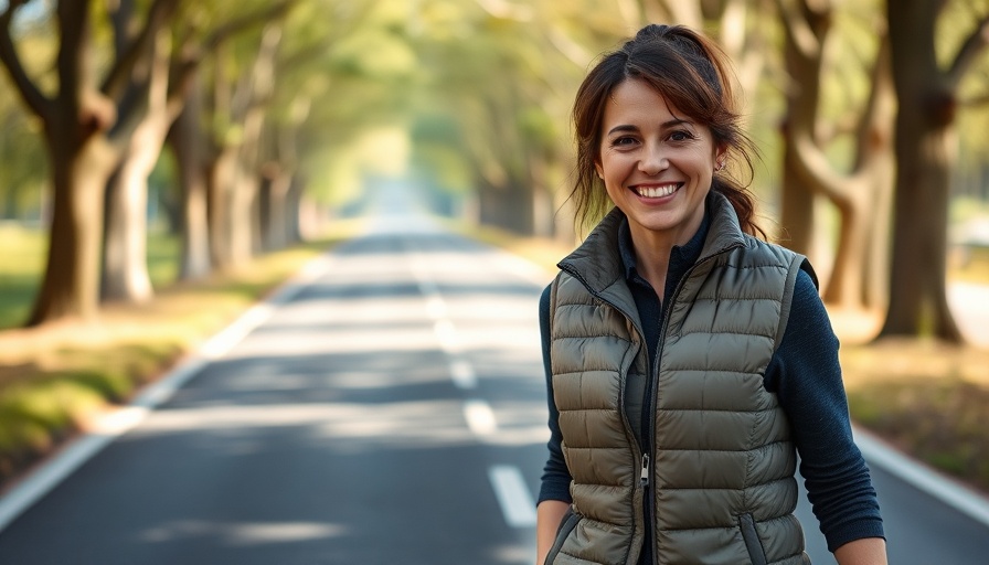 Woman walking with weighted vest benefits exercise outdoors