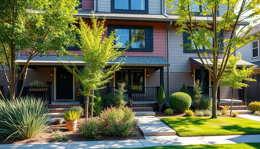 Modern townhome in McKinney showcasing landscaped front yard.