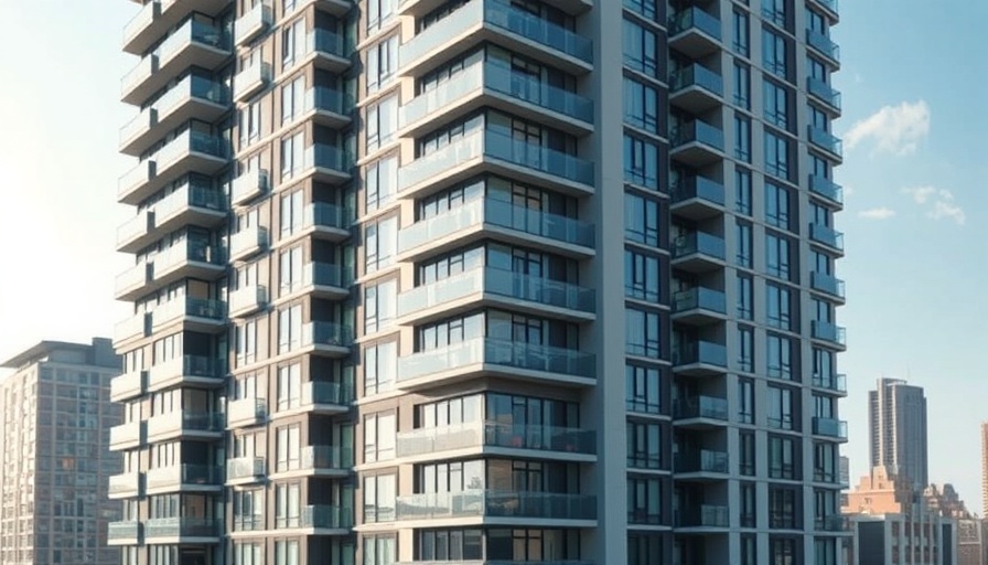 Modern high-rise Noc apartment building in Frisco with sleek design.