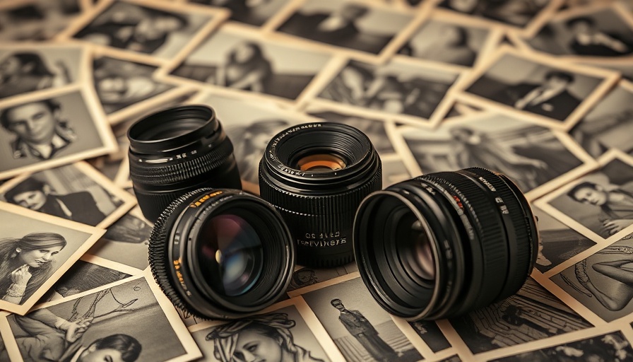 Vintage camera lenses on old photos, symbolizing severance memories separation.